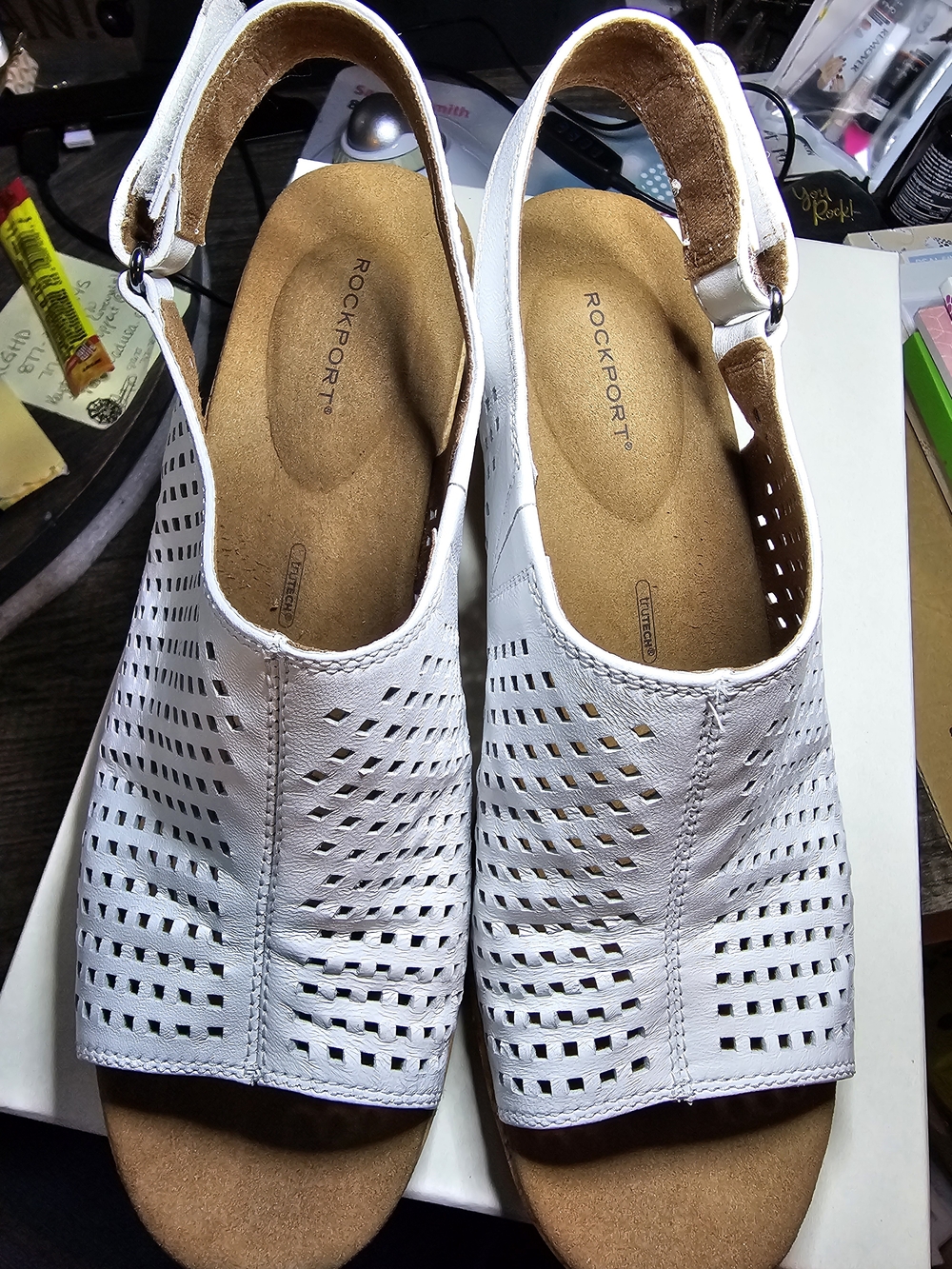 Rockport Women's White Leather Slingback Sandals 9M